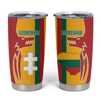 Lithuania Red Tumbler Cup with Bold Vytis Cross Design and Tricolor Flag Accents - Wonder Print Shop