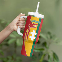 Lithuania Red Tumbler With Handle with Bold Vytis Cross Design and Tricolor Flag Accents - Wonder Print Shop