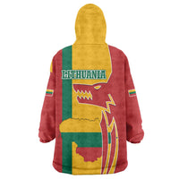 Lithuania Red Wearable Blanket Hoodie with Bold Vytis Cross Design and Tricolor Flag Accents - Wonder Print Shop