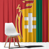 Lithuania Red Window Curtain with Bold Vytis Cross Design and Tricolor Flag Accents - Wonder Print Shop