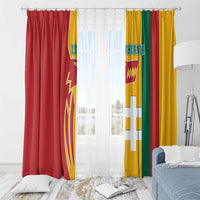 Lithuania Red Window Curtain with Bold Vytis Cross Design and Tricolor Flag Accents - Wonder Print Shop