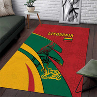 Lithuania Red and Green Area Rug with Knight and Dragon Claw Graphic and National Flag - Wonder Print Shop