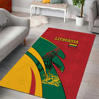 Lithuania Red and Green Area Rug with Knight and Dragon Claw Graphic and National Flag - Wonder Print Shop