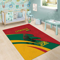 Lithuania Red and Green Area Rug with Knight and Dragon Claw Graphic and National Flag - Wonder Print Shop