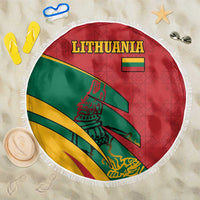 Lithuania Red and Green Beach Blanket with Knight and Dragon Claw Graphic and National Flag - Wonder Print Shop
