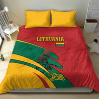 Lithuania Red and Green Bedding Set with Knight and Dragon Claw Graphic and National Flag - Wonder Print Shop