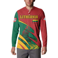 Lithuania Red and Green Button Sweatshirt with Knight and Dragon Claw Graphic and National Flag - Wonder Print Shop