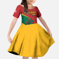 Lithuania Red and Green Family Matching Off Shoulder Maxi Dress and Hawaiian Shirt with Knight and Dragon Claw Graphic and National Flag - Wonder Print Shop