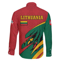 Lithuania Red and Green Family Matching Off Shoulder Maxi Dress and Hawaiian Shirt with Knight and Dragon Claw Graphic and National Flag - Wonder Print Shop
