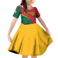 Lithuania Red and Green Family Matching Off Shoulder Short Dress and Hawaiian Shirt with Knight and Dragon Claw Graphic and National Flag - Wonder Print Shop