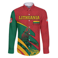 Lithuania Red and Green Family Matching Tank Maxi Dress and Hawaiian Shirt with Knight and Dragon Claw Graphic and National Flag - Wonder Print Shop