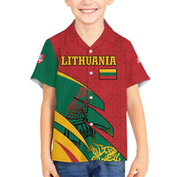 Lithuania Red and Green Family Matching Tank Maxi Dress and Hawaiian Shirt with Knight and Dragon Claw Graphic and National Flag - Wonder Print Shop
