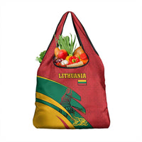 Lithuania Red and Green Grocery Bag with Knight and Dragon Claw Graphic and National Flag - Wonder Print Shop