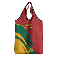 Lithuania Red and Green Grocery Bag with Knight and Dragon Claw Graphic and National Flag - Wonder Print Shop