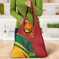 Lithuania Red and Green Grocery Bag with Knight and Dragon Claw Graphic and National Flag - Wonder Print Shop