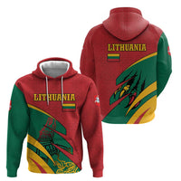Lithuania Red and Green Hoodie with Knight and Dragon Claw Graphic and National Flag - Wonder Print Shop