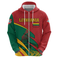 Lithuania Red and Green Hoodie with Knight and Dragon Claw Graphic and National Flag - Wonder Print Shop