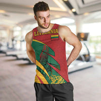 Lithuania Red and Green Men Tank Top with Knight and Dragon Claw Graphic and National Flag - Wonder Print Shop
