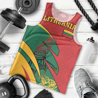 Lithuania Red and Green Men Tank Top with Knight and Dragon Claw Graphic and National Flag - Wonder Print Shop