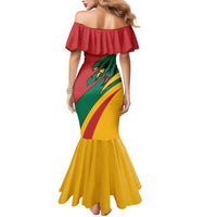 Lithuania Red and Green Mermaid Dress with Knight and Dragon Claw Graphic and National Flag - Wonder Print Shop
