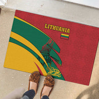 Lithuania Red and Green Rubber Doormat with Knight and Dragon Claw Graphic and National Flag - Wonder Print Shop