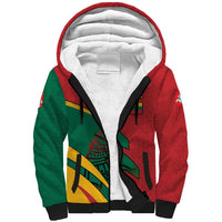 Lithuania Red and Green Sherpa Hoodie with Knight and Dragon Claw Graphic and National Flag - Wonder Print Shop