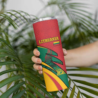 Lithuania Red and Green Skinny Tumbler with Knight and Dragon Claw Graphic and National Flag - Wonder Print Shop
