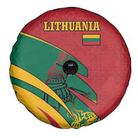 Lithuania Red and Green Spare Tire Cover with Knight and Dragon Claw Graphic and National Flag - Wonder Print Shop
