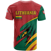 Lithuania Red and Green T Shirt with Knight and Dragon Claw Graphic and National Flag - Wonder Print Shop
