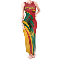 Lithuania Red and Green Tank Maxi Dress with Knight and Dragon Claw Graphic and National Flag - Wonder Print Shop
