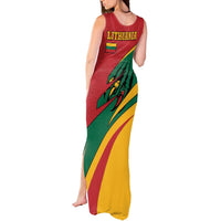Lithuania Red and Green Tank Maxi Dress with Knight and Dragon Claw Graphic and National Flag - Wonder Print Shop