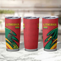 Lithuania Red and Green Tumbler Cup with Knight and Dragon Claw Graphic and National Flag - Wonder Print Shop