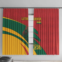 Lithuania Red and Green Window Curtain with Knight and Dragon Claw Graphic and National Flag - Wonder Print Shop