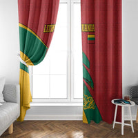 Lithuania Red and Green Window Curtain with Knight and Dragon Claw Graphic and National Flag - Wonder Print Shop