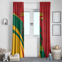 Lithuania Red and Green Window Curtain with Knight and Dragon Claw Graphic and National Flag - Wonder Print Shop
