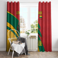 Lithuania Red and Green Window Curtain with Knight and Dragon Claw Graphic and National Flag - Wonder Print Shop