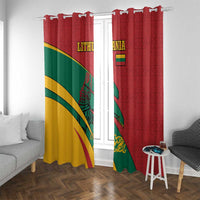 Lithuania Red and Green Window Curtain with Knight and Dragon Claw Graphic and National Flag - Wonder Print Shop