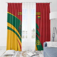 Lithuania Red and Green Window Curtain with Knight and Dragon Claw Graphic and National Flag - Wonder Print Shop