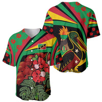 Saint Kitts and Nevis Baseball Jersey with Flag Colors and Tropical Island Design - Wonder Print Shop
