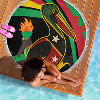 Saint Kitts and Nevis Beach Blanket with Flag Colors and Tropical Island Design - Wonder Print Shop