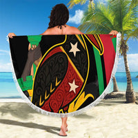 Saint Kitts and Nevis Beach Blanket with Flag Colors and Tropical Island Design - Wonder Print Shop