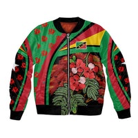 Saint Kitts and Nevis Bomber Jacket with Flag Colors and Tropical Island Design - Wonder Print Shop