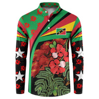 Saint Kitts and Nevis Button Sweatshirt with Flag Colors and Tropical Island Design - Wonder Print Shop