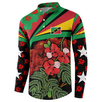 Saint Kitts and Nevis Button Sweatshirt with Flag Colors and Tropical Island Design - Wonder Print Shop