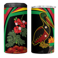 Saint Kitts and Nevis 4 in 1 Can Cooler Tumbler with Flag Colors and Tropical Island Design - Wonder Print Shop