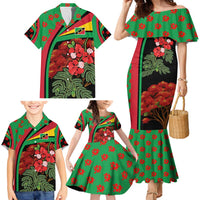 Saint Kitts and Nevis Family Matching Mermaid Dress and Hawaiian Shirt with Flag Colors and Tropical Island Design - Wonder Print Shop