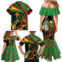 Saint Kitts and Nevis Family Matching Mermaid Dress and Hawaiian Shirt with Flag Colors and Tropical Island Design - Wonder Print Shop