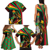 Saint Kitts and Nevis Family Matching Tank Maxi Dress and Hawaiian Shirt with Flag Colors and Tropical Island Design - Wonder Print Shop