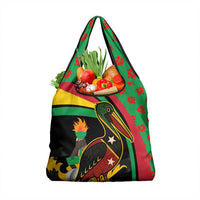 Saint Kitts and Nevis Grocery Bag with Flag Colors and Tropical Island Design - Wonder Print Shop