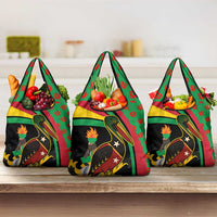 Saint Kitts and Nevis Grocery Bag with Flag Colors and Tropical Island Design - Wonder Print Shop